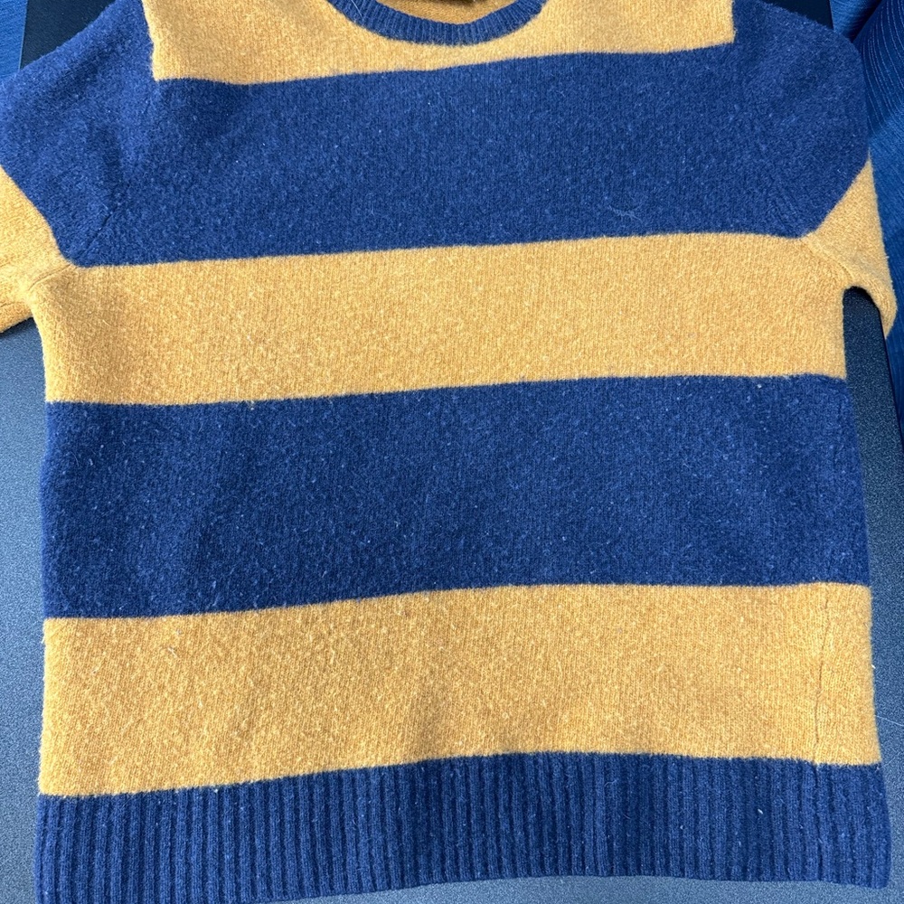 Rodd & Gunn Blue and Gold Striped Crewneck Sweater